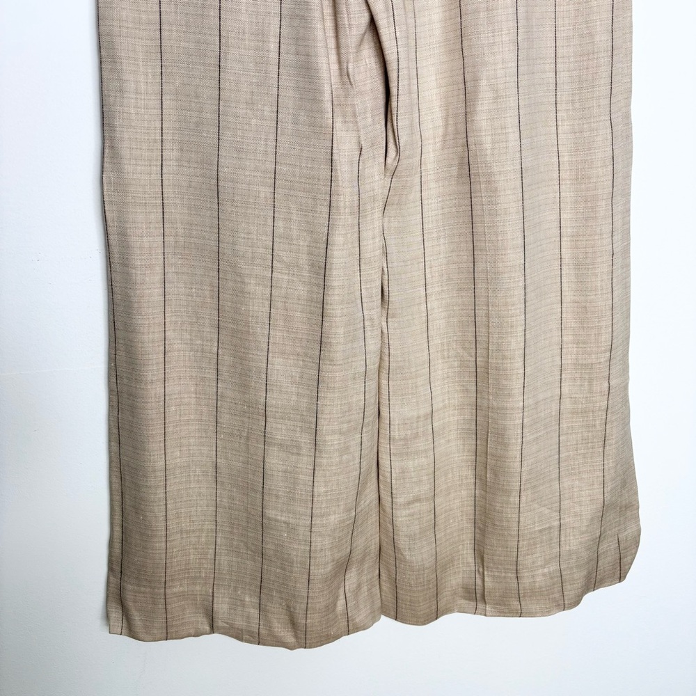 & Other Stories Wide Linen-Blend Trousers Pinstripe Tan US 4 NWT High Waist - Picture 14 of 15